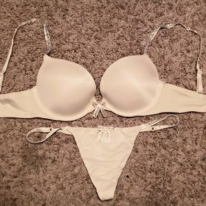 Victoria Secret Wedding White Bra Thong Set 34D M